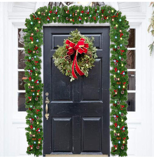 Wreath With Merry Christmas Sign,Artificial Christmas Door Wreath Decorative Shatterproof Hanging Ornament Wreath For Holiday Home Party Decorations